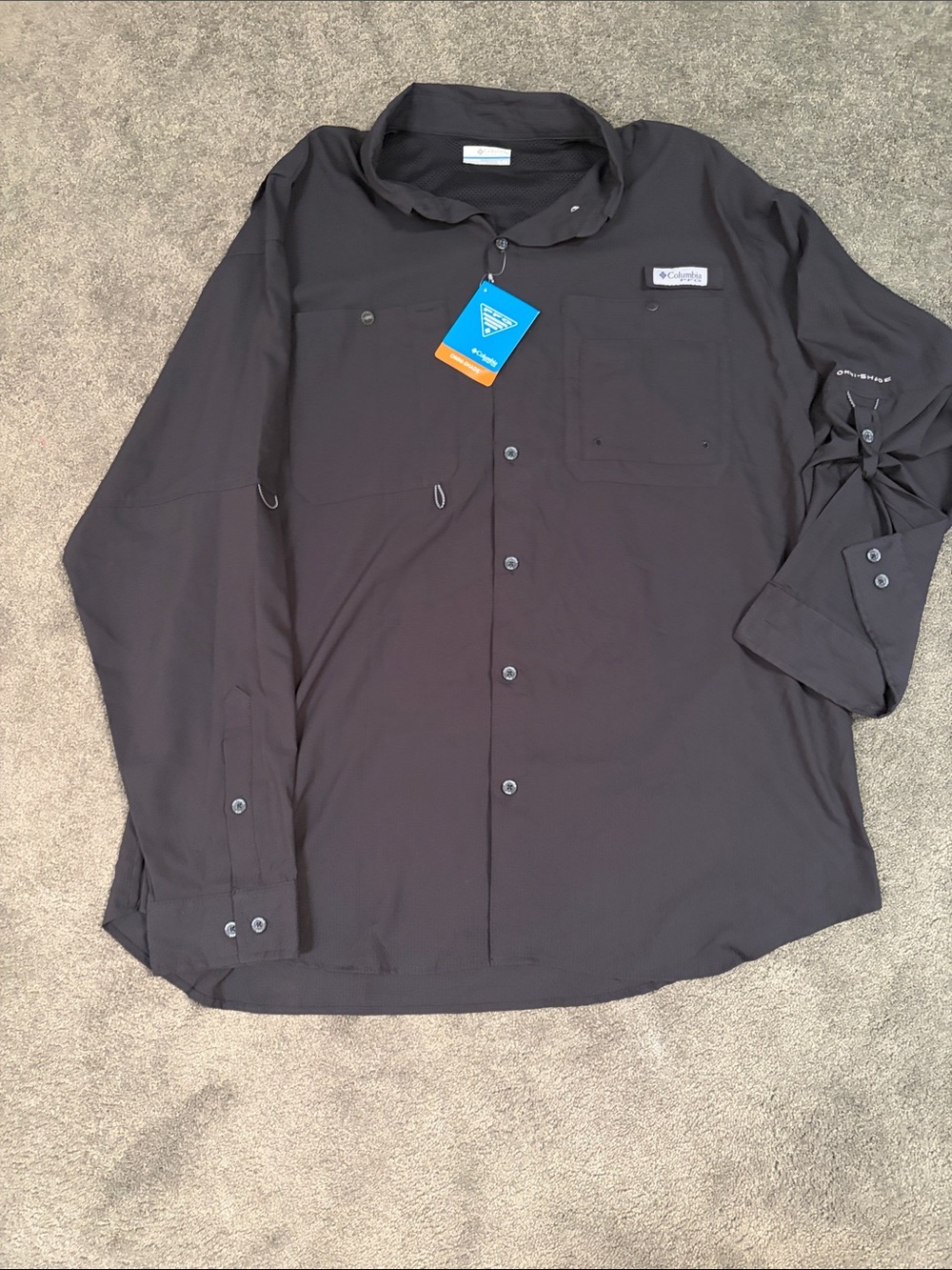 Columbia Black Performance Long-Sleeve Button Shirt